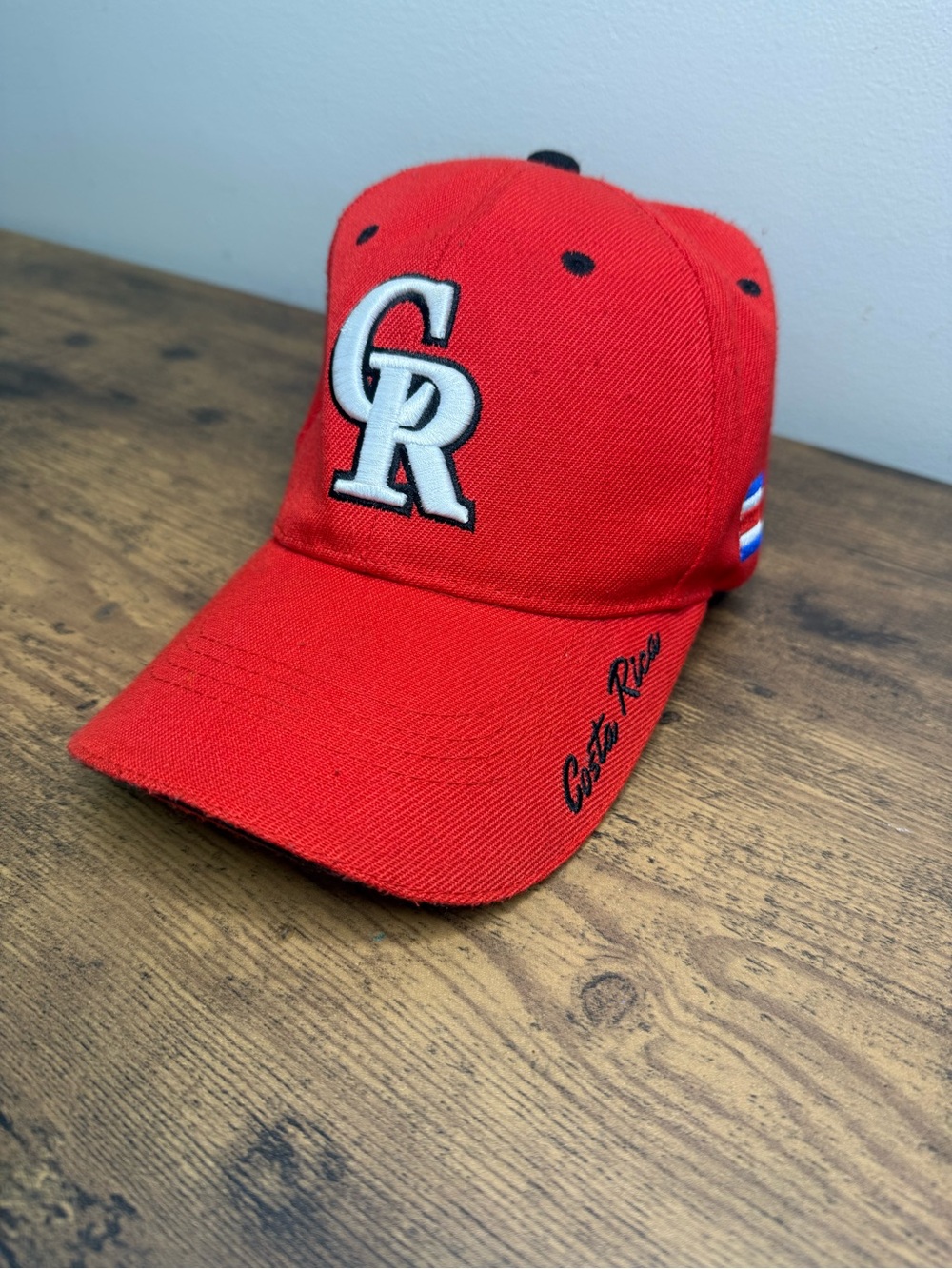 Adult Red Costa Rica Baseball Cap Adjustable Velcro